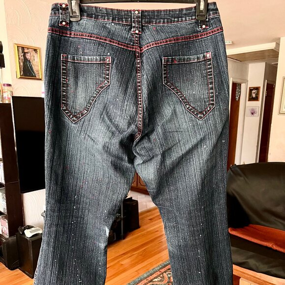 CREST JEANS Paint Speckled Accents Bootcut Stretch JEANS Sz. 15/16 - Picture 7 of 7